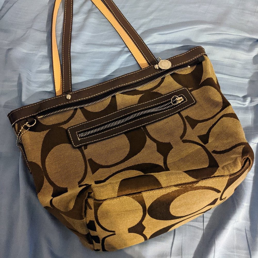 Khaki Brown Stripe Purse C06K-10124